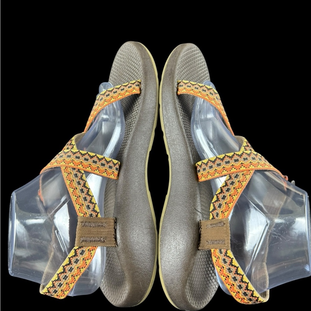 Chaco Z1 Women’s 11 Orange Brown  Geometric Vibram Sole Hiking Sport Sandals. - Picture 5 of 10